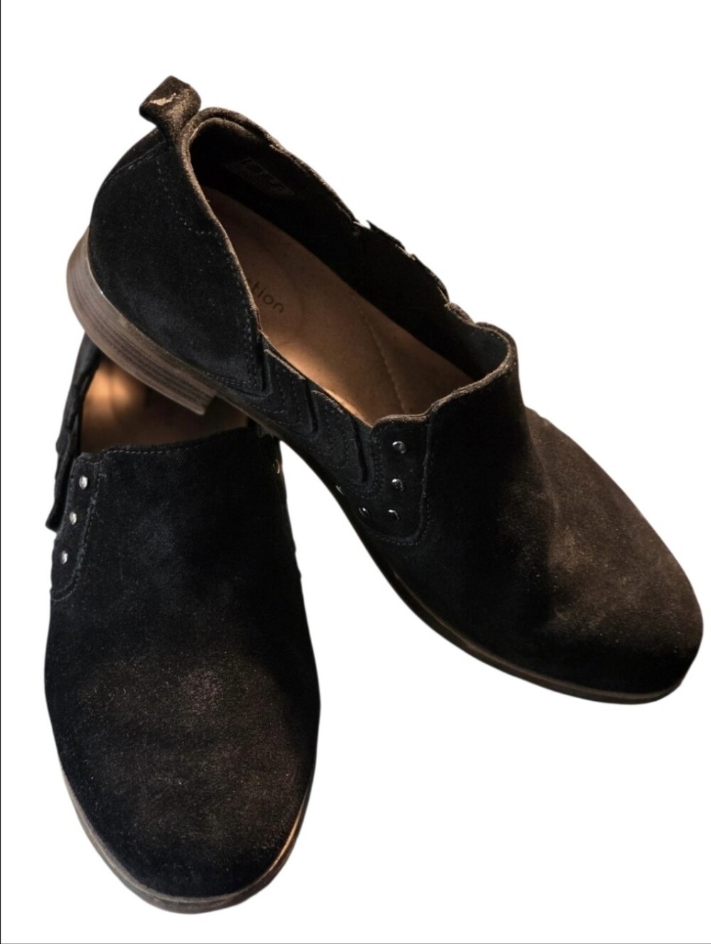 Clarks Trish Bell Studded Slip On Suede Loafers Booties Women's US8